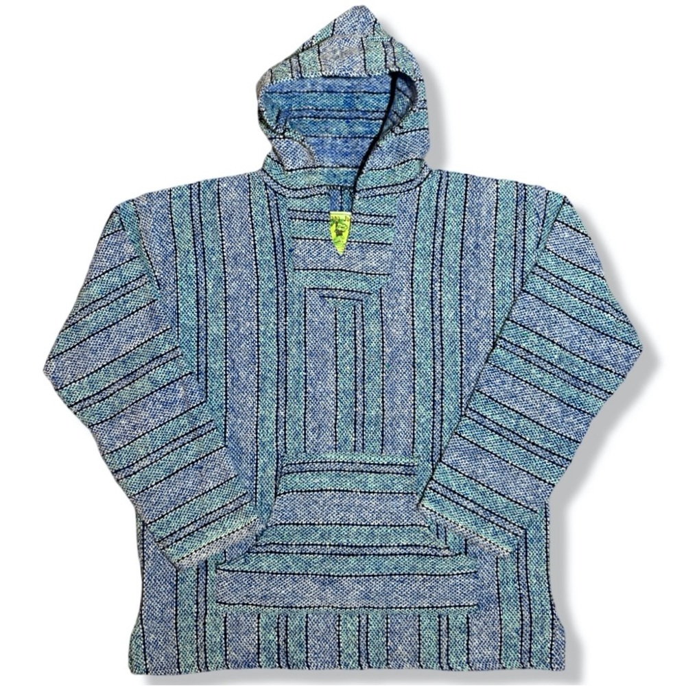 American Vintage Teal and Blue Striped Baja Hoodie